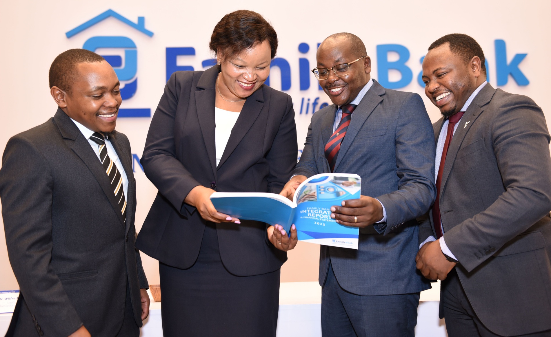 Family Bank Chief Legal Officer Eric K. Murai, CEO Nancy Njau, Chief Financial Officer Stephen Ngugi & PwC Senior Manager David Mugo during the 17th AGM where shareholders approved the establishment of a non-operating holding company that will hold shares in Family Bank Kenya and other non- banking subsidiaries ahead of expansion plans.