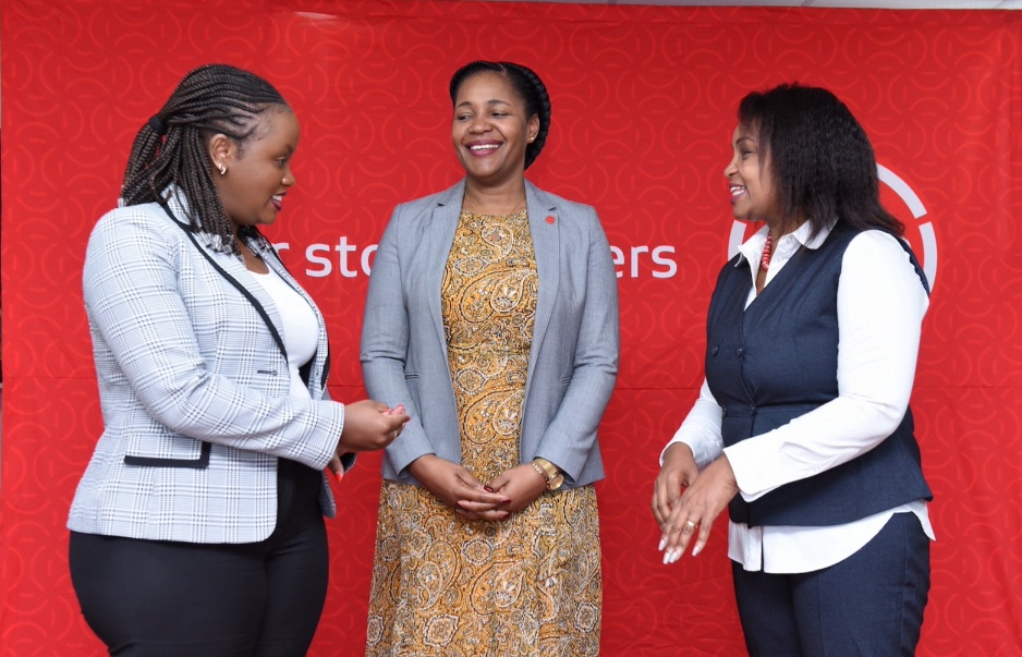 Finance-in-motion representative Maureen Njeru,  Absa Bank Kenya Business Banking Director Elizabeth Wasunna and International Trade Centre SheTrades Hub Regional Coordinator for East and South Phyllis Mwaura during the launch of The Absa InspireMe conference scheduled to take place from June 18th to 19th. The conference will bring together over 10,000 women entrepreneurs from Africa to deliberate on business and leadership to strengthen women-led SMEs.