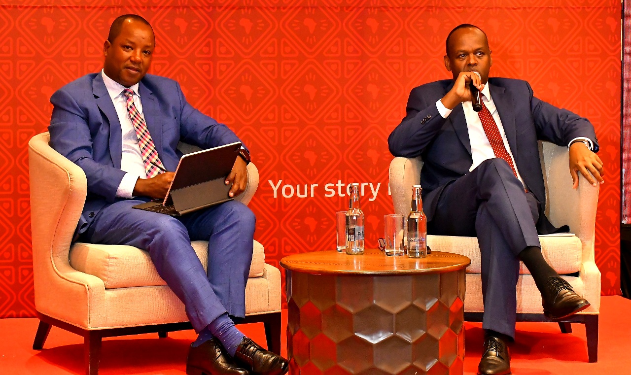 Absa Bank Kenya CFO Yusuf Omari and MD & CEO Abdi Mohamed during a media and investor briefing in Nairobi. Absa Bank Kenya reported a 29% growth in profit after tax to Kshs.10.7 billion for the half year ended 30 June 2024. PHOTO/COURTESY