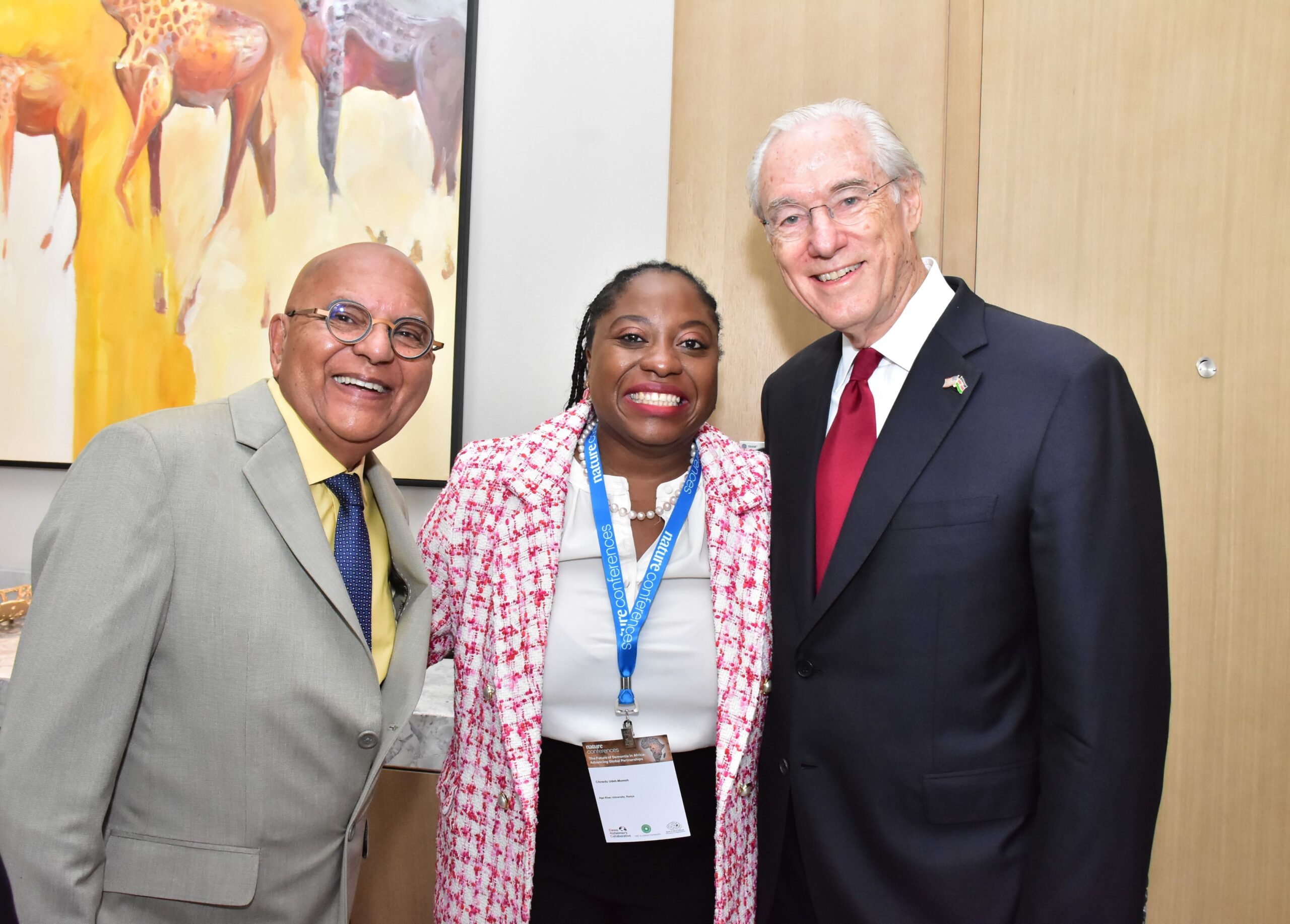 Aga Khan University Brain and Mind Institute Director Zul Merali, Neuroscientist & Principal Investigator Brain Resilience Kenya Study Chi Udeh-Momoh and Davos Alzheimer’s Collaborative (DAC) Founding Chairman of the Board George Vradenburg during the inaugural conference addressing brain health, challenges and the future of dementia in Africa.