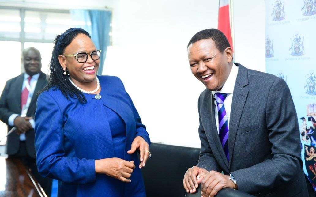 Chief Justice Martha Koome with Cabinet Secretary Ministry of Labour and Social Protection Dr. Alfred Mutua when he announced the formation of a unit in his ministry dedicated to tackling Sexual Harassment at the work place. PHOTO/COURTESY