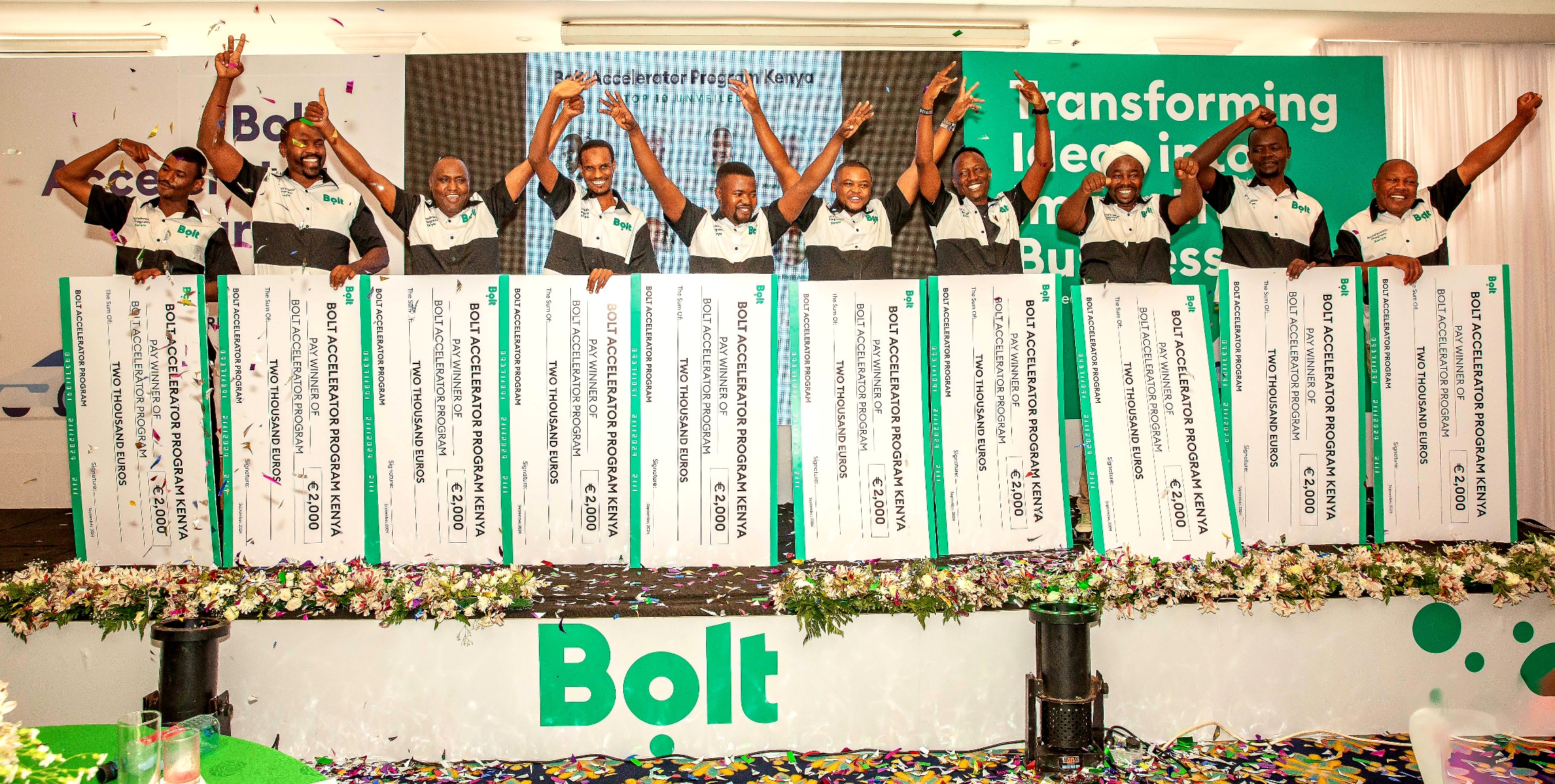 The Top 10 drivers feted with €2,000 seed funding at the culmination of the Bolt Accelerator Program event in Nairobi.