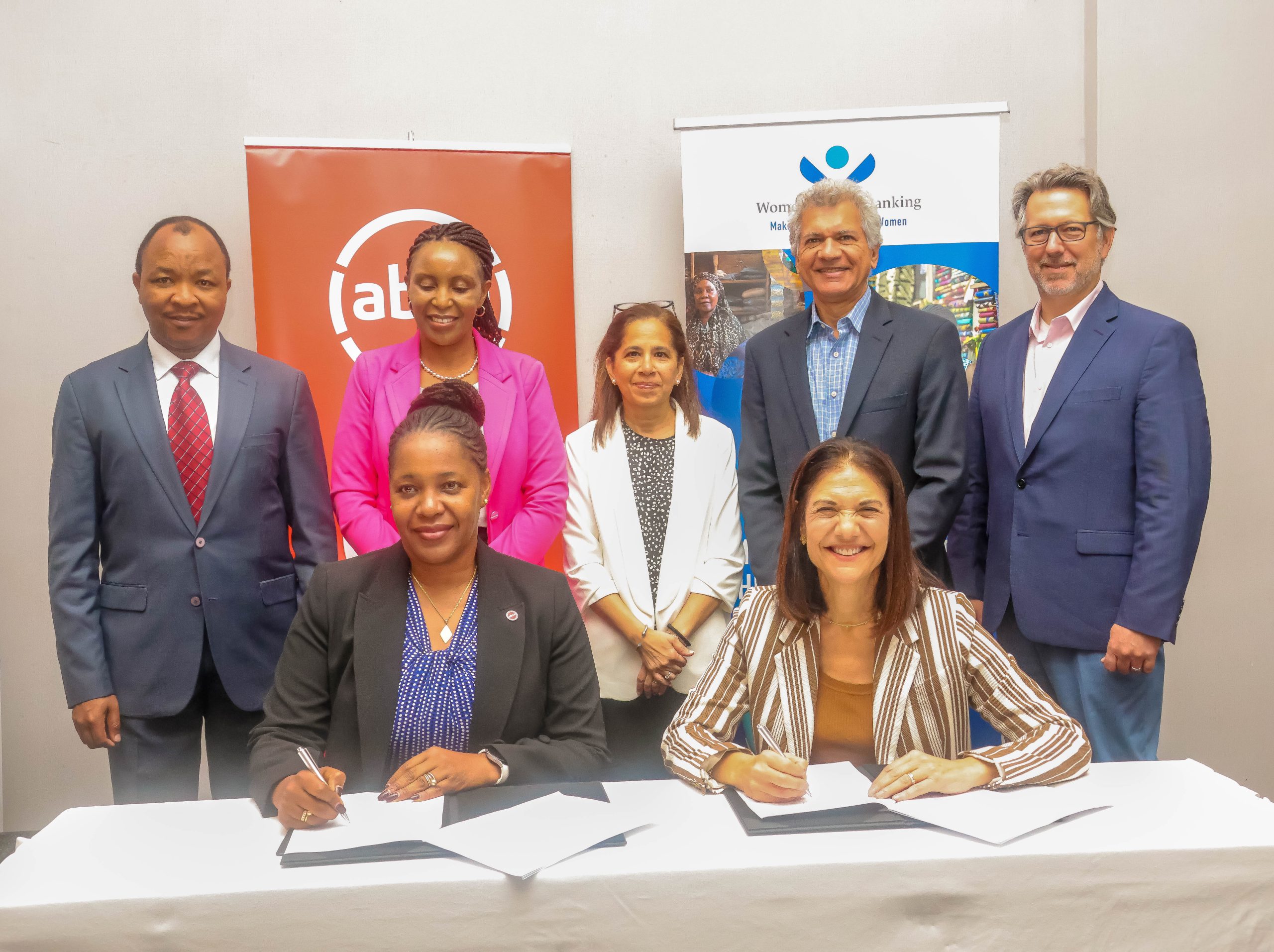 From left: Erastus Muthura, Absa Bank Kenya Head of SME Banking, Elizabeth Wasunna-Ochwa, Absa Bank Kenya Business Banking Director, Mary Ellen Iskenderian, CEO, Women’s World Banking (WWB) and Elizabeth Gathai, Regional Head of Africa, WWB during the signing of an MOU between Absa Bank Kenya and WWB to promote the inclusion of more women in business across the country.