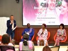 Aga Khan University Hospital Chair, Department of Haematology and Oncology Prof. Mansoor Saleh moderates a panel discussion with cancer caregiver John Maina and breast cancer warriors Eunice Mutiso and Shahzad Shamasdin during the launch of a dedicated breast cancer support group, a major step towards enhancing the emotional and psychosocial support for breast cancer patients, survivors, and caregivers.