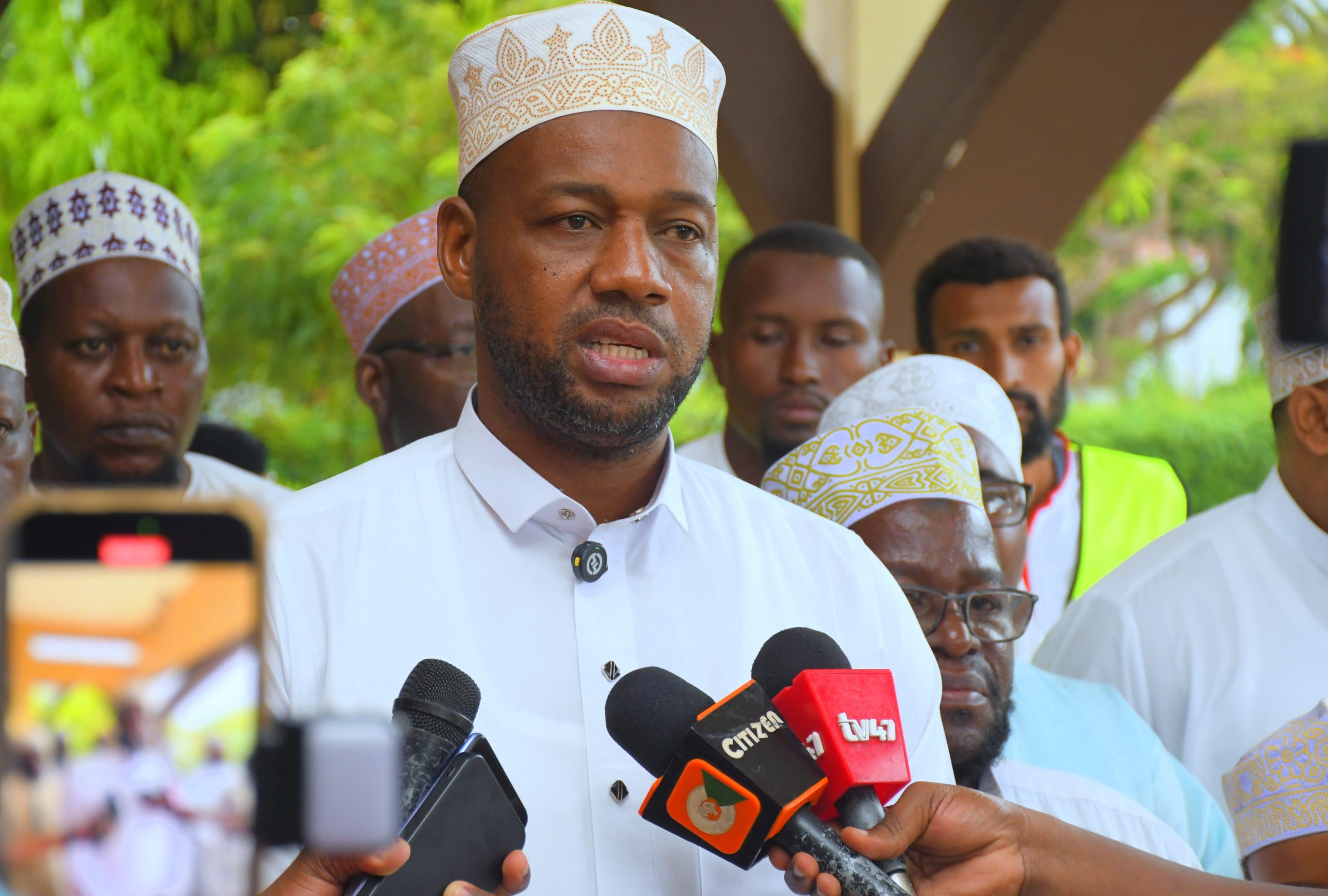 Said Abdalla, aka 'Saido' speaks to the press in Mombasa.